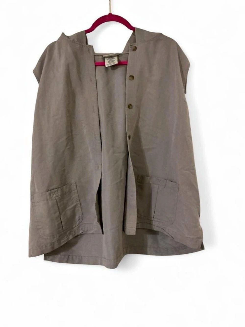 White Stag Vintage Charcoal Gray Hooded Button Up Vest Shacket Plus Size 18/20 R